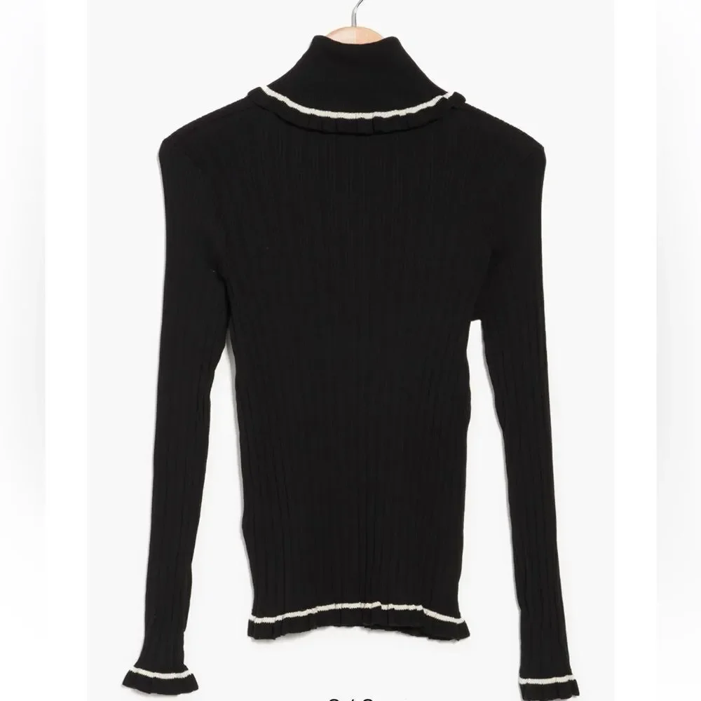 Kate Spade Ribbed Ruffle Trim Turtleneck Sweater!